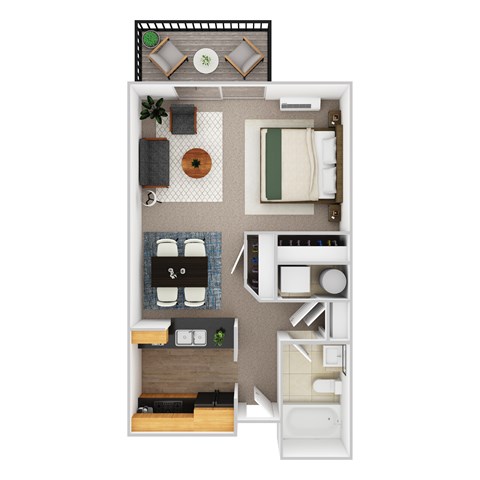 Floor plan for studio, 1 bath, 540 sqft